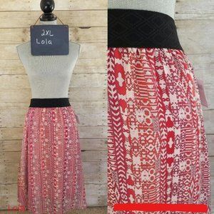 NWT LuLaRoe 2XL Lola Skirt - Chiffon Shades of Red Pink Orange Purple